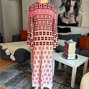 Zara Pink and Black Geometric Print Dress